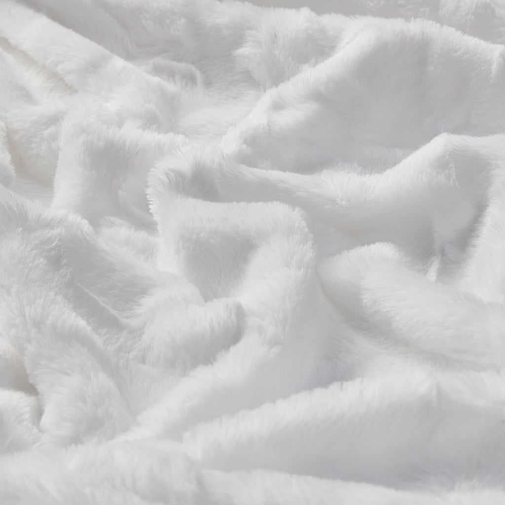 White Oversized Faux Fur Throw - 60"W x 70"L - promeedsilk