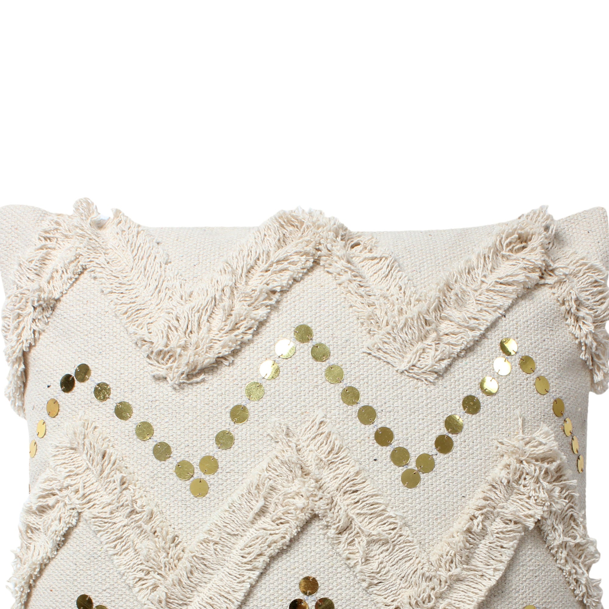 Off White Patchwork Square Throw Pillow