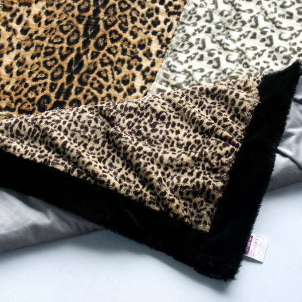 Leopard Patchwork Throw Blanket -61"W x 86.6"L