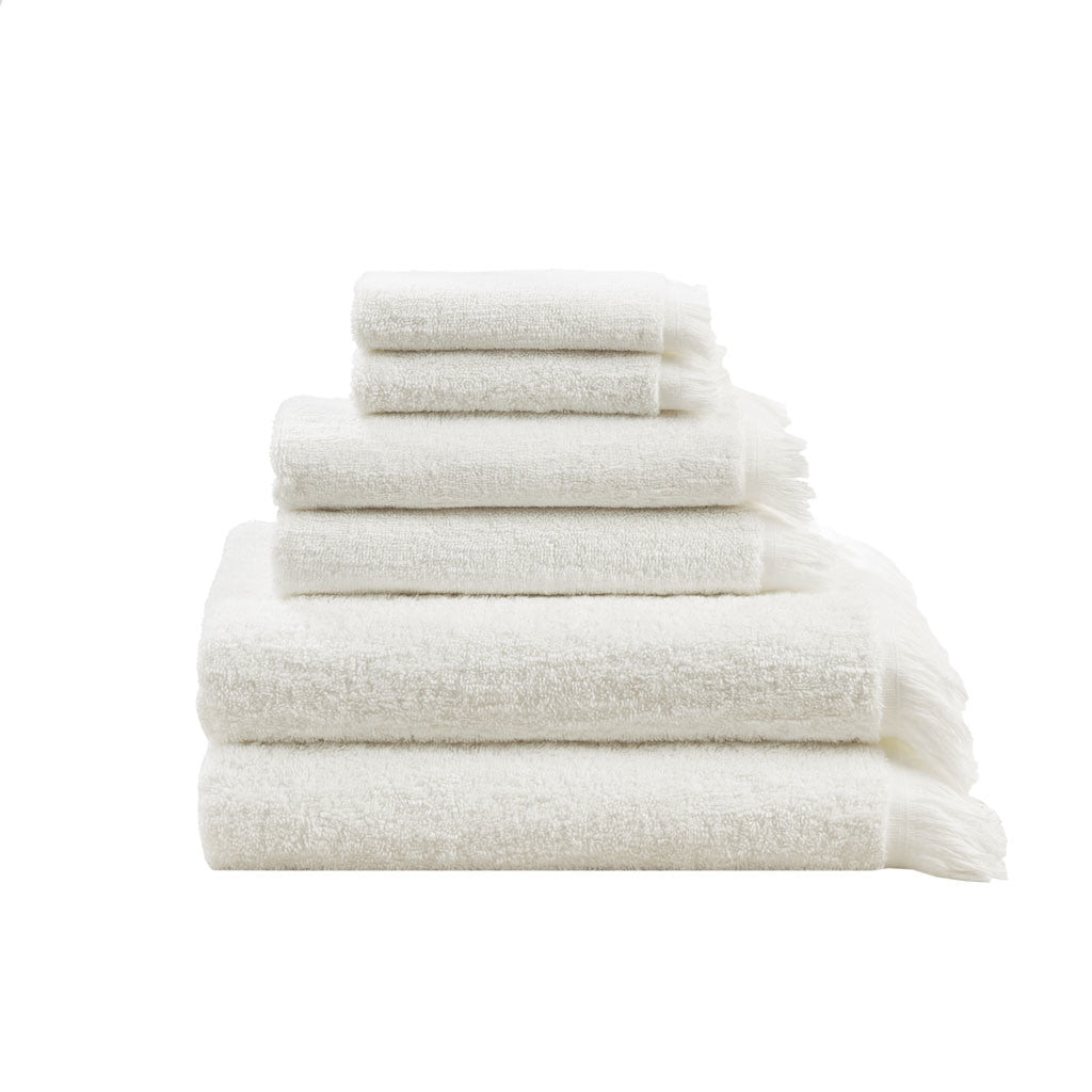 Ivory Cotton Dobby Slub Towel Set - 6 Pcs - promeedsilk